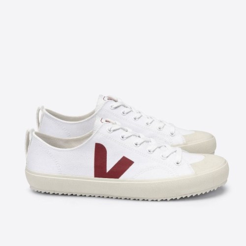 Veja Nova Canvas Womens Trainers White/Red UK 64786